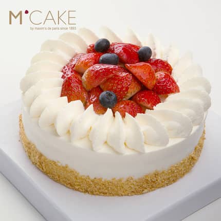Mcake鲜莓印雪.新鲜草莓奶油拿破仑生日聚会蛋糕 2磅